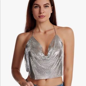 Women Metal Sequin Sparkle Top